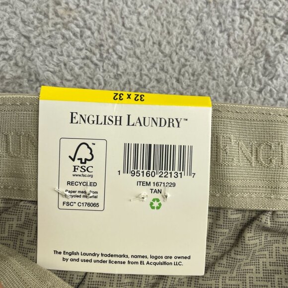 NEW English Laundry Men's 32x32 Straight Fit Chino Stretch Pants Tan - Picture 4 of 8